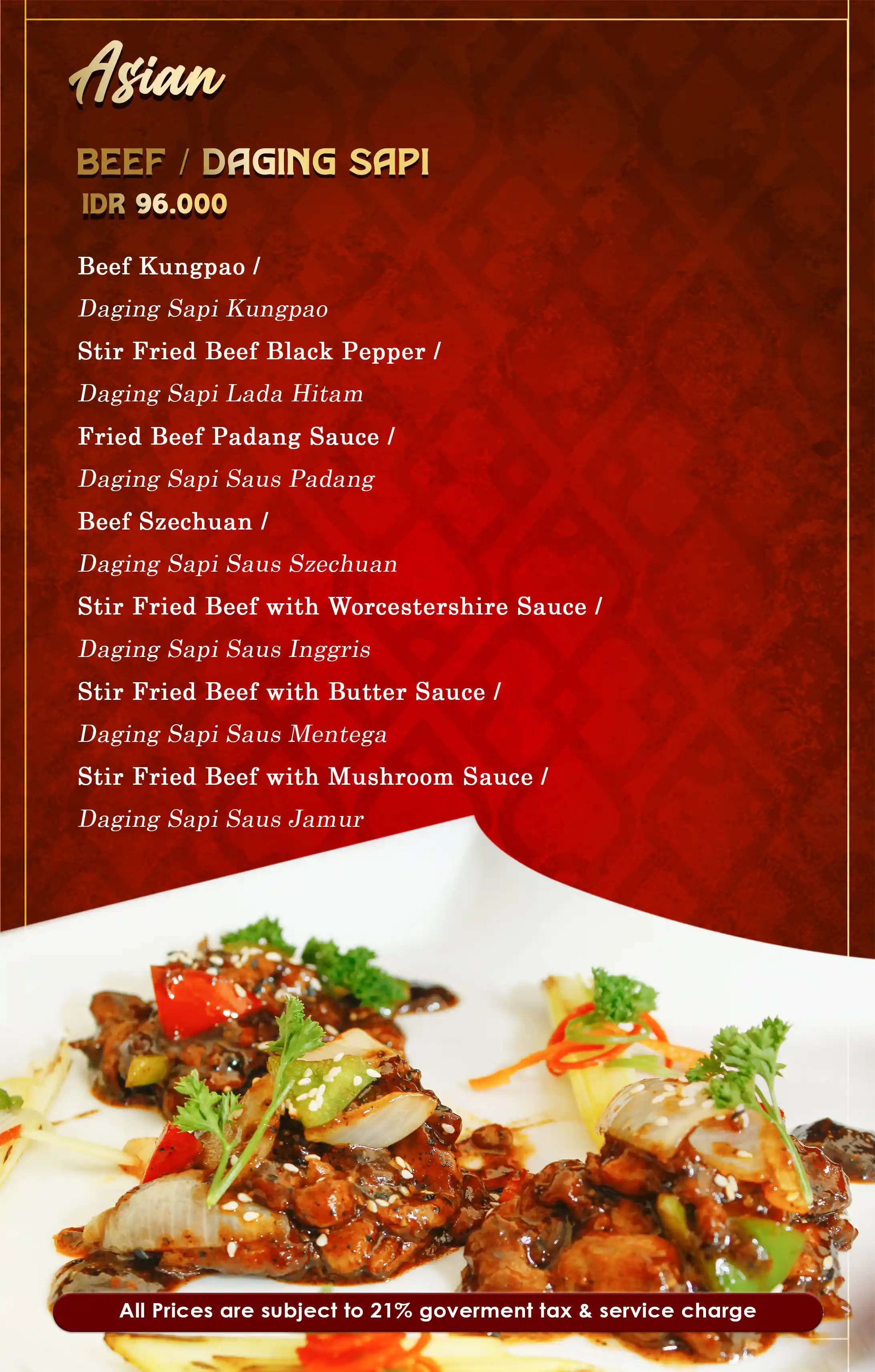 Asian Menu