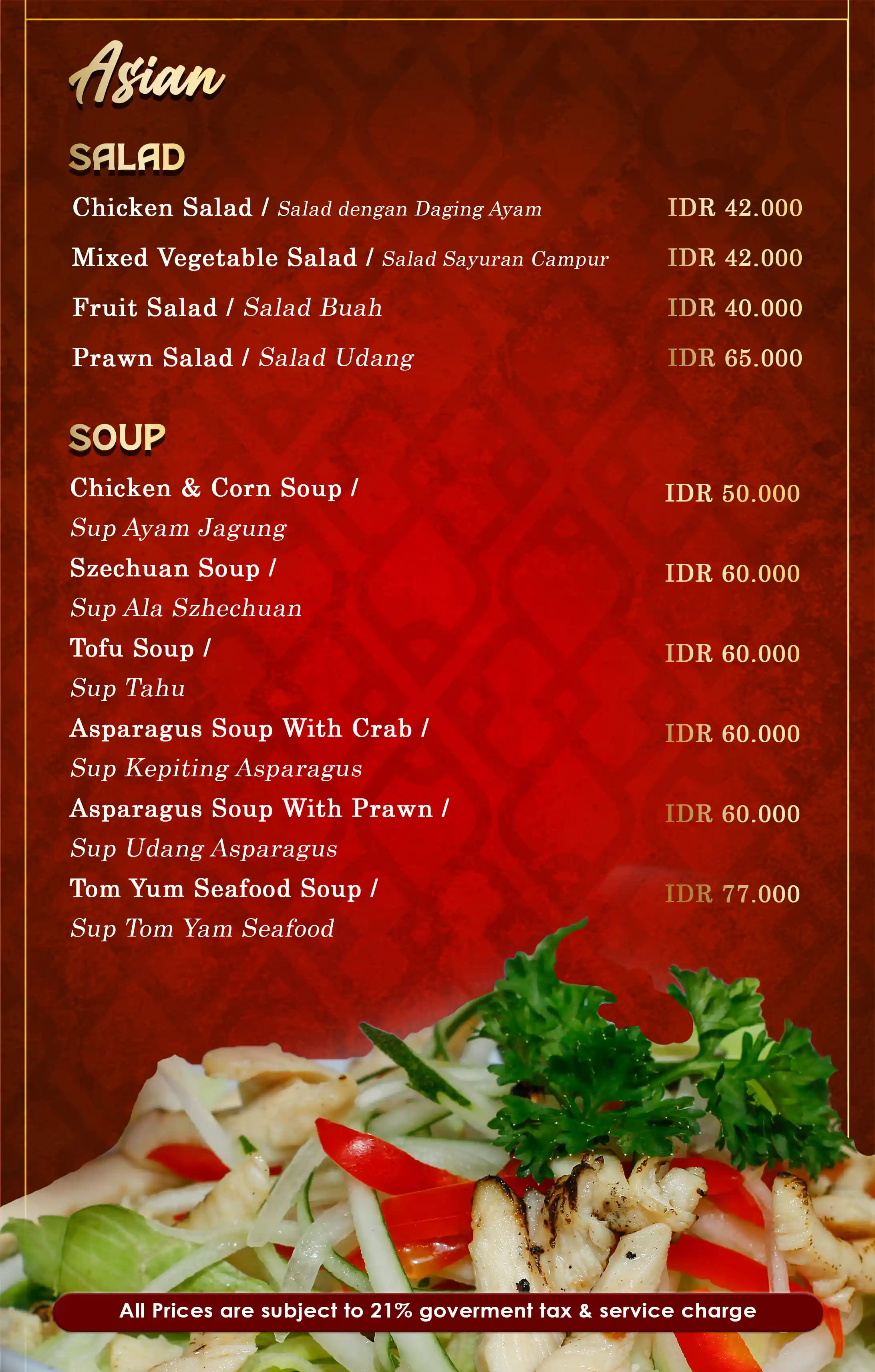 Asian Menu