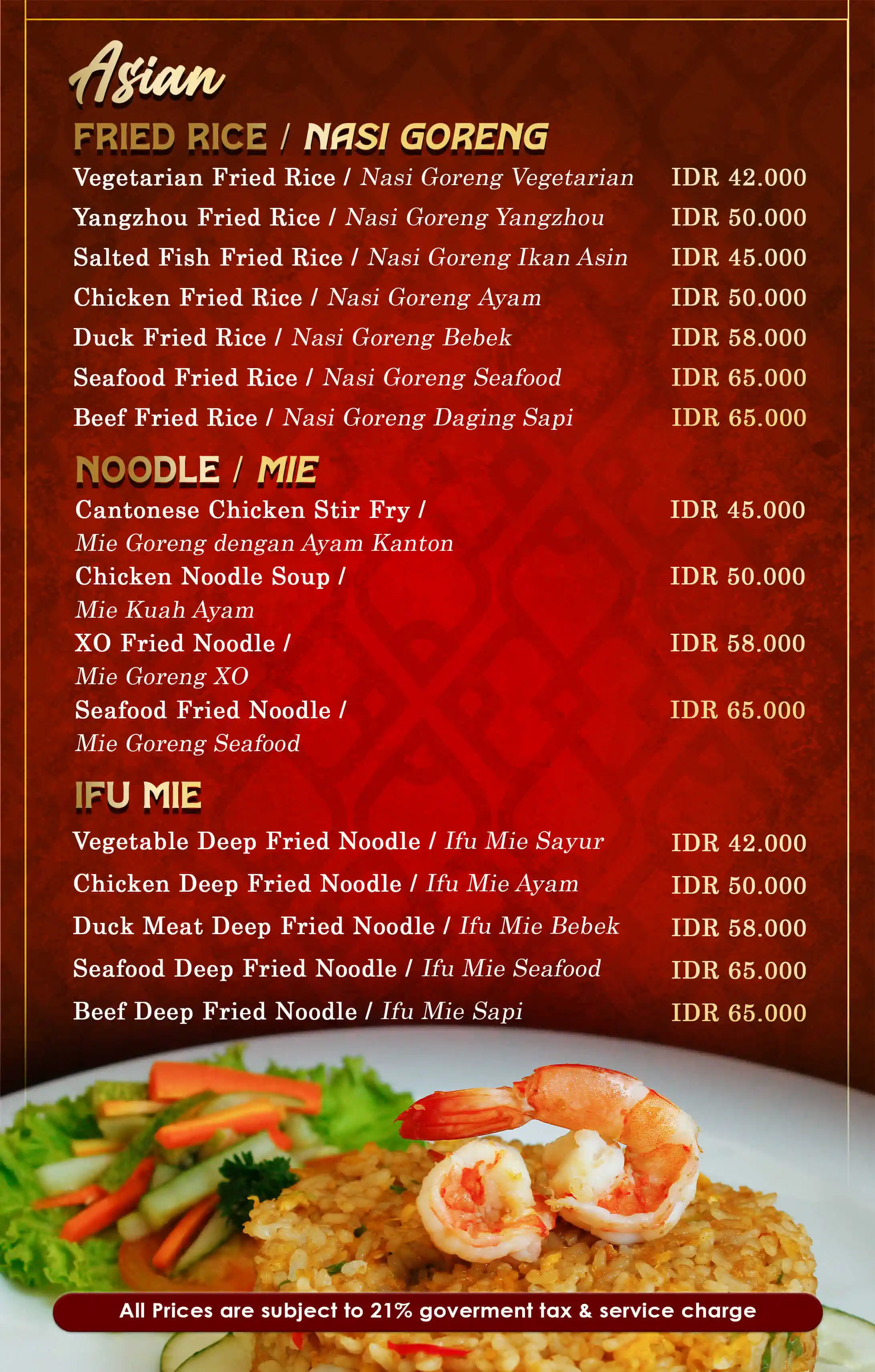 Asian Menu