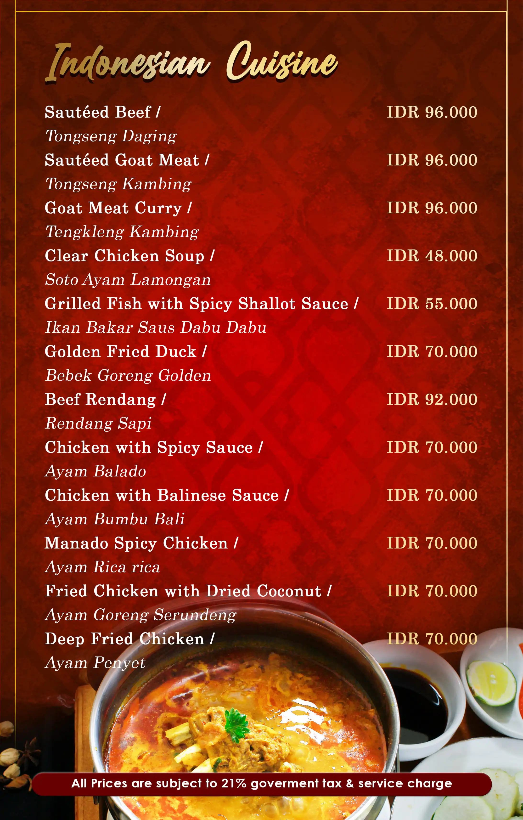 Indonesian Menu