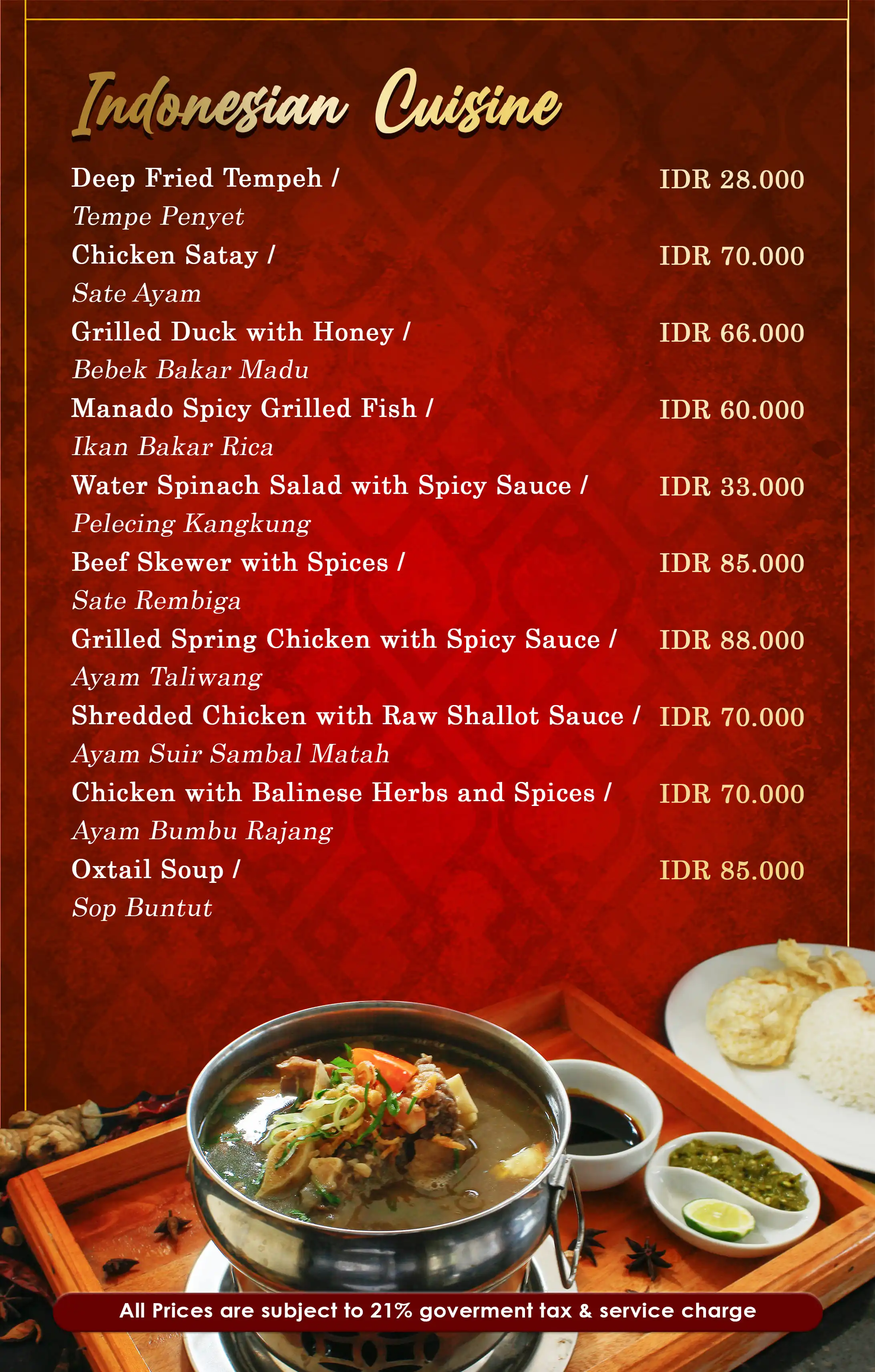 Indonesian Menu